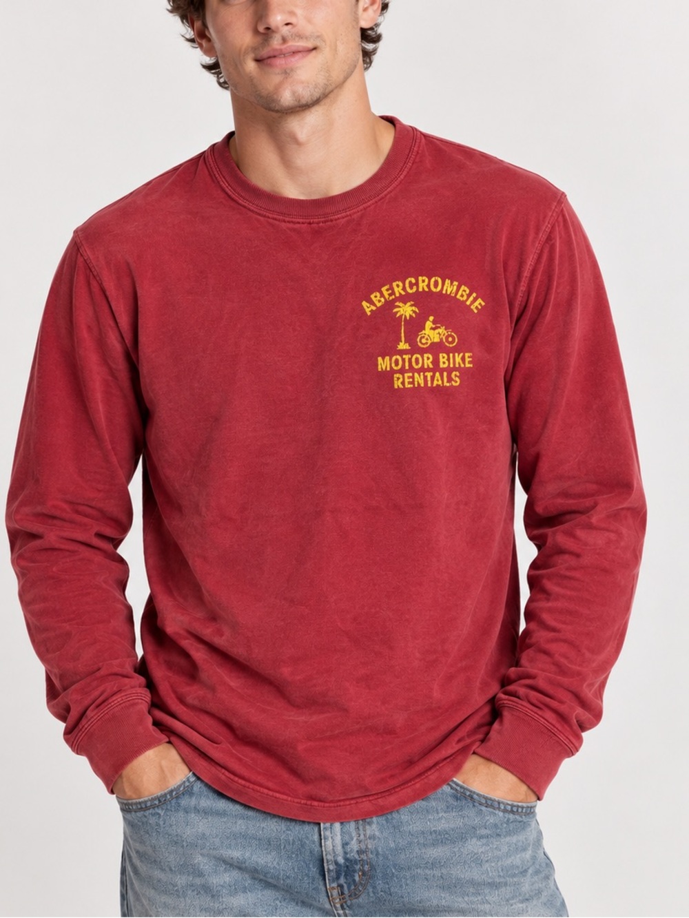 Vintage Abercrombie & Fitch Men’s Large Motor Bike Bermuda Long Sleeve Y2K A&F